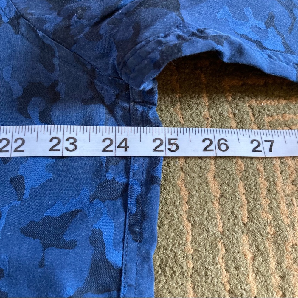 Calvin Klein Blue Camo Slim Fit Button Up Shirt Long Sleeve Men's Sz 17 32/33 - Picture 6 of 7